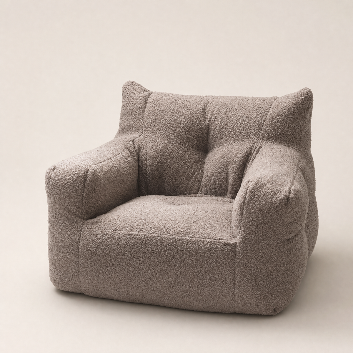 Fauteuil bas une place en bouclette grise
