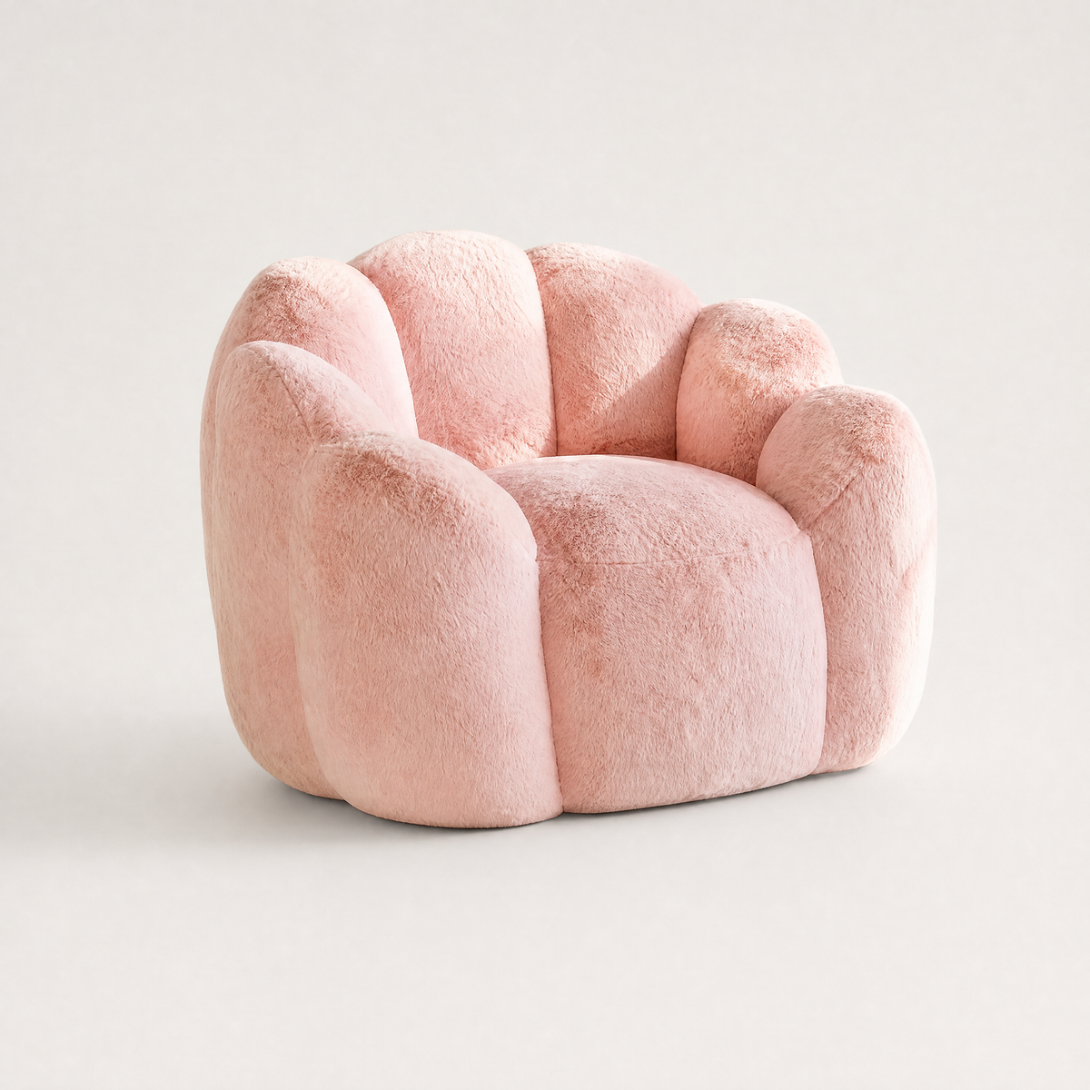 Fauteuil bas une place en peluche rose