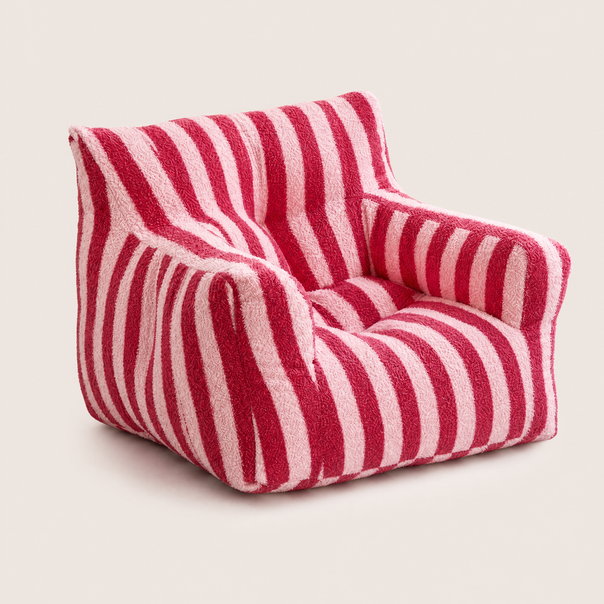 Fauteuil bas une place à rayures rouges