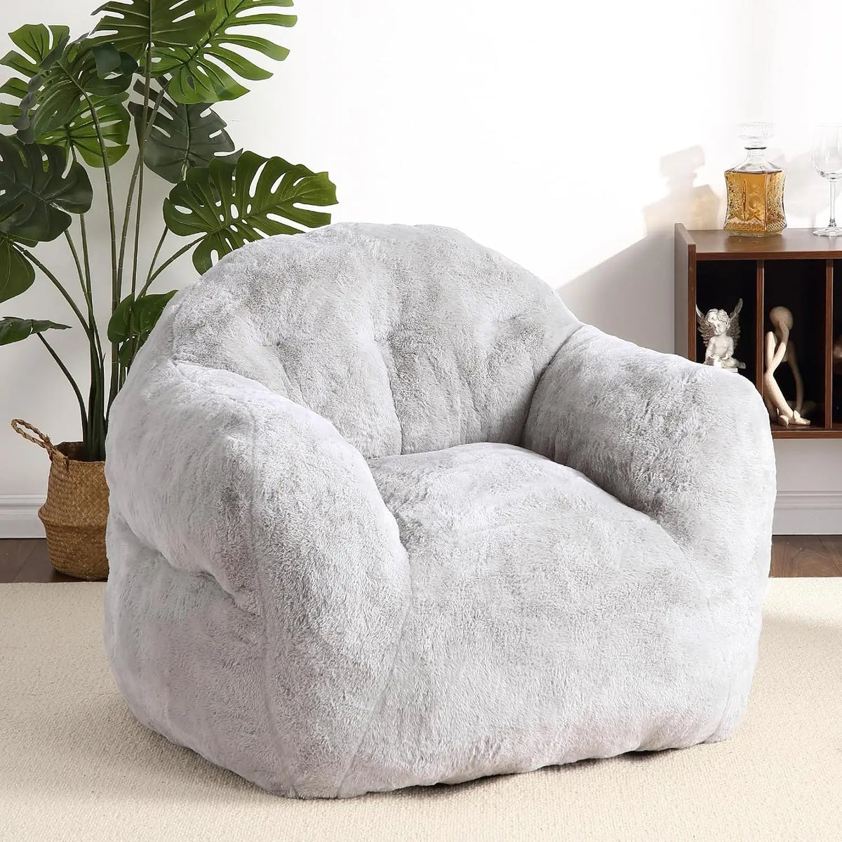 Pouf poire XXL à accoudoirs gris clair