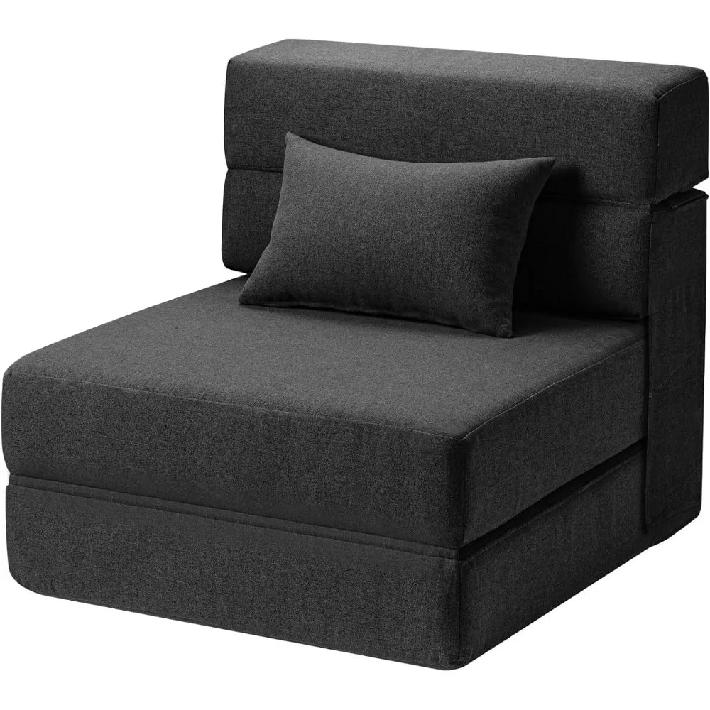 Fauteuil convertible 4 en 1 en velours côtelé noir