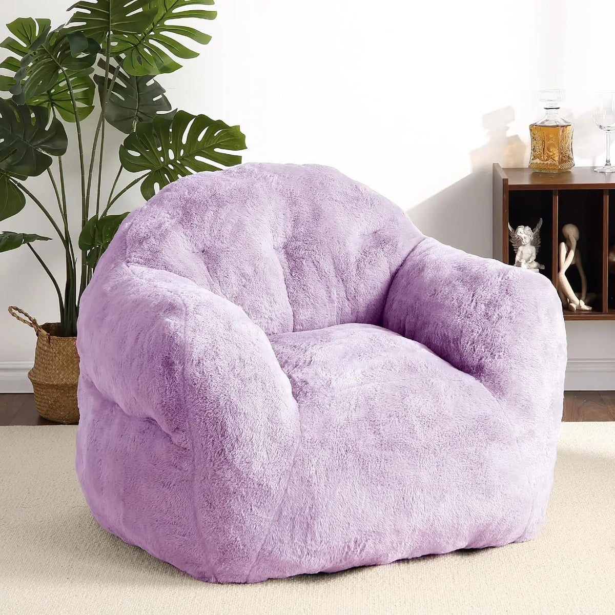 Pouf poire XXL à accoudoirs violet