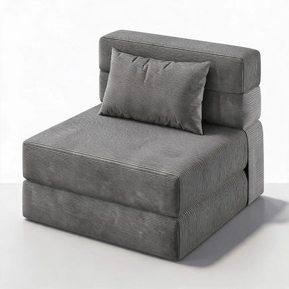 Fauteuil convertible 4 en 1 en velours côtelé gris clair
