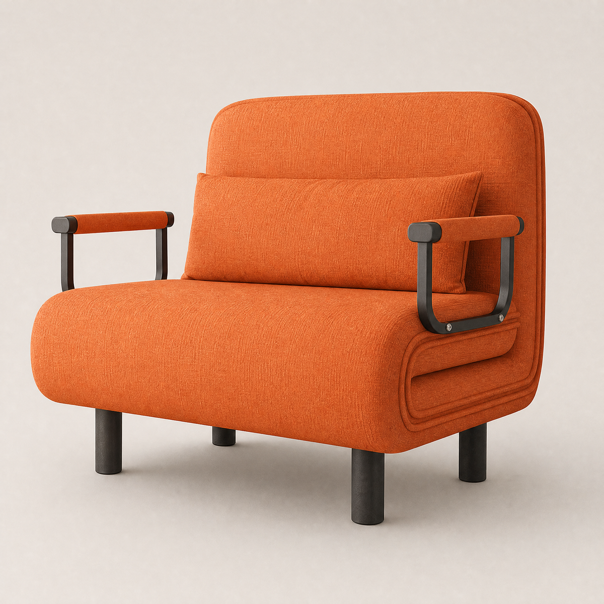 Fauteuil-lit convertible en coton-lin orange, largeur 100 cm