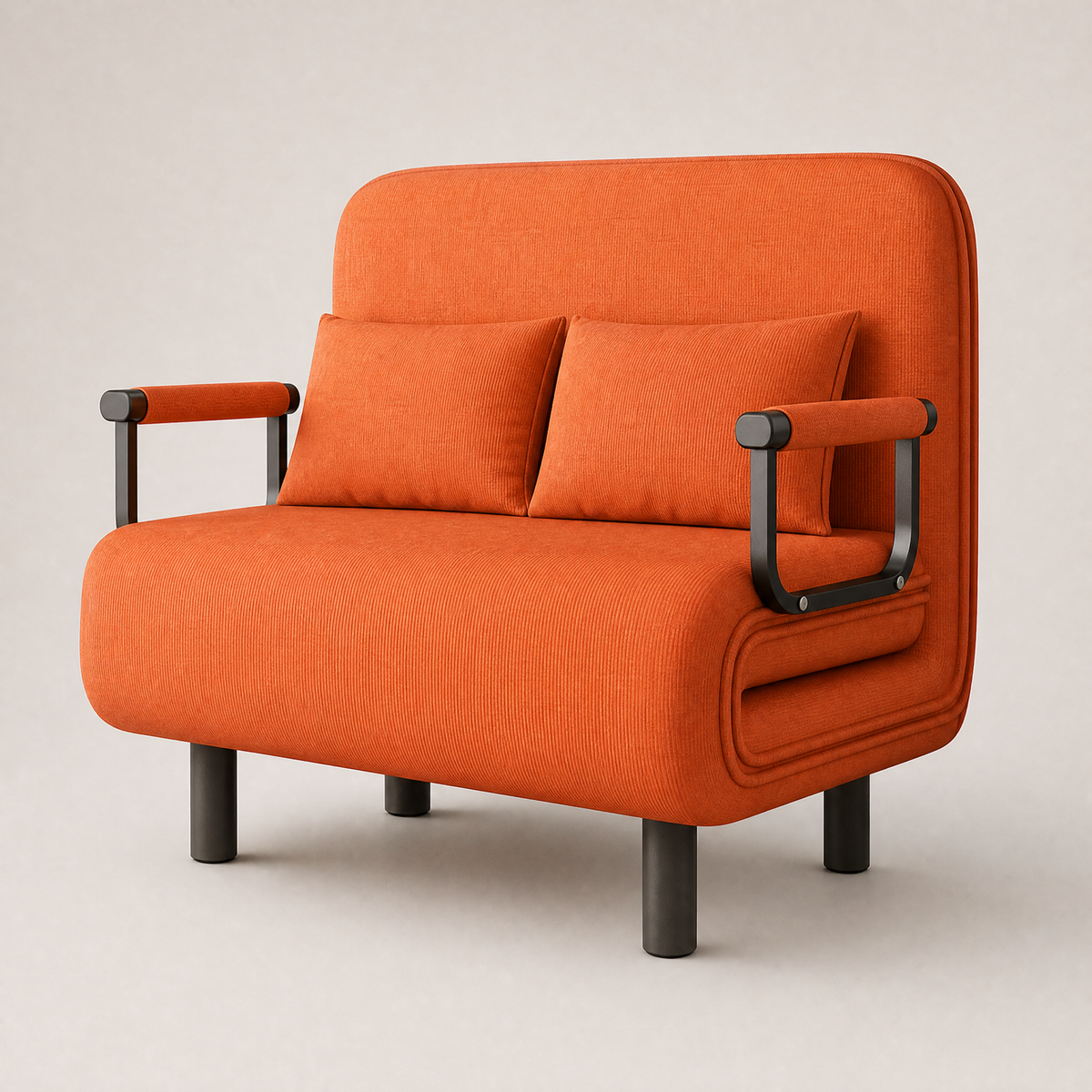 Fauteuil-lit convertible en coton-lin orange, largeur 65 cm